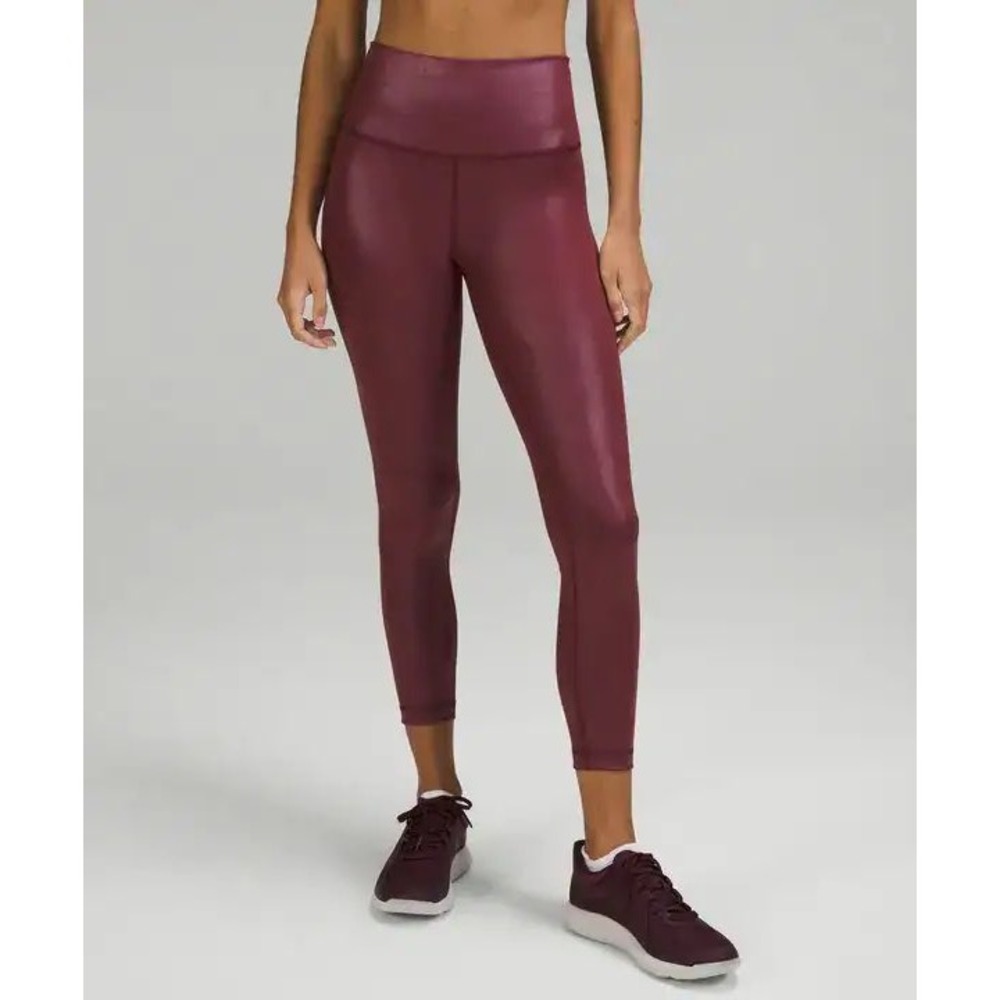 Lululemon Wunder Train High-Rise Leggings 25" Foil Burgundy Size 4
